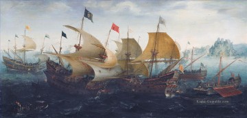 Aert Anthonisz die Schlacht von Cadix 1608 Seeschlachten Ölgemälde